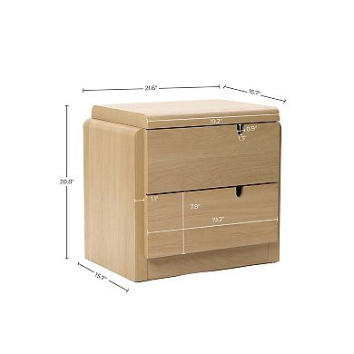 LuxenHome White Oak Mid-Century 2-Drawer Nightstand, 20.5'' Engineered Wood Accent Table