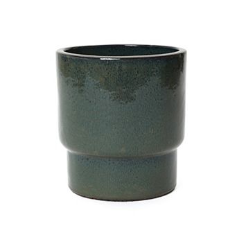 LuxenHome Moss Glaze Textured Ceramic Planter, 12.2" Round Garden Pot for Indoor/Outdoor