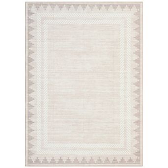 Large Low Pile Washable Rug - Stain Resistant, Non-Slip Living Room Floor Cover for Home