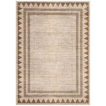 Large Low Pile Washable Rug - Stain Resistant, Non-Slip Living Room Floor Cover for Home