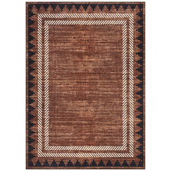 Large Low Pile Washable Rug - Stain Resistant, Non-Slip Living Room Floor Cover for Home