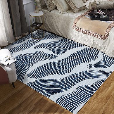 Modern Abstract Low Pile Area Rug - Non-Slip, Soft & Non-Shedding, for Living Room, Bedroom, Dorm