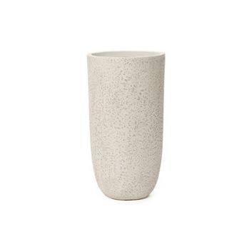 LuxenHome 22.7" Beige Tall Planter with Drainage Hole, Tapered Pot for Plants Indoor Outdoor Use