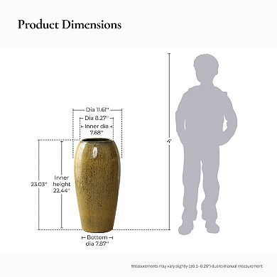 LuxenHome 23" Tall Ceramic Planter, Large Plant Pots with Drainage Hole