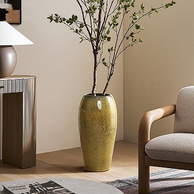 LuxenHome 23" Tall Ceramic Planter, Large Plant Pots with Drainage Hole