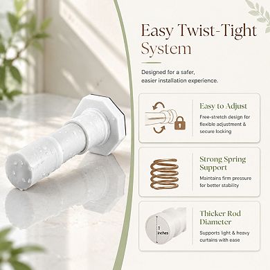 No Drilling Tension Shower Curtain Rod Adjustable Spring Loaded Heavy Duty