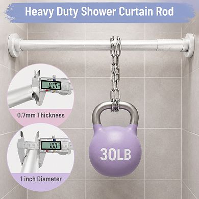 Stainless Steel Tension Shower Curtain Rod No Drill Non Slip Rustproof Adjustable Heavy Duty