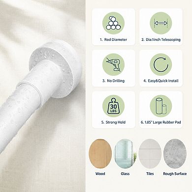 Stainless Steel Tension Shower Curtain Rod No Drill Non Slip Rustproof Adjustable Heavy Duty