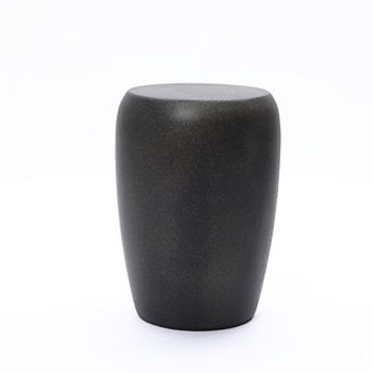 LuxenHome Black with Gold Accents Round Side Table, 19.5" Tall Indoor/Outdoor Accent Table