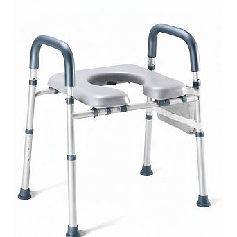 Adjustable Toilet Seat Riser with Handles, Heavy-Duty 400 lbs Support for Seniors & Disabled