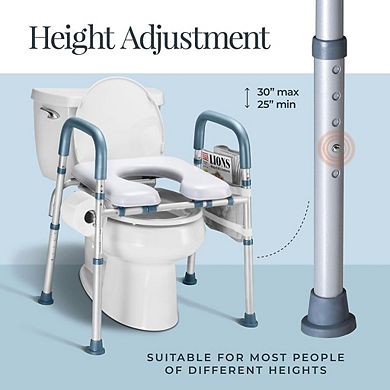 Adjustable Toilet Seat Riser with Handles, Heavy-Duty 400 lbs Support for Seniors & Disabled