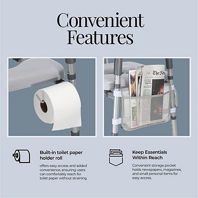 Adjustable Toilet Seat Riser with Handles, Heavy-Duty 400 lbs Support for Seniors & Disabled