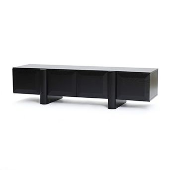 LuxenHome 63" Modern Black TV Stand for TVs up to 68", Matte Media Console with 4 Push-to-Open Doors