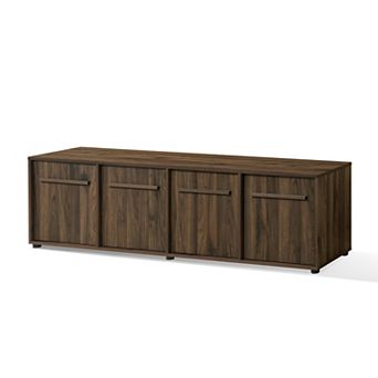 LuxenHome 71” Wide Walnut TV Console, Media Stand with 4 Doors, Durable Manufactured Wood