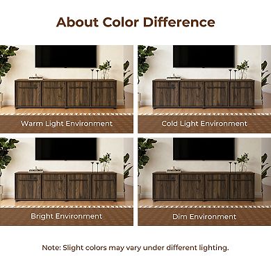 LuxenHome 70.9" Walnut TV Stand for Living Room, Wood Media Console for TVs up to 75", Low-Profile