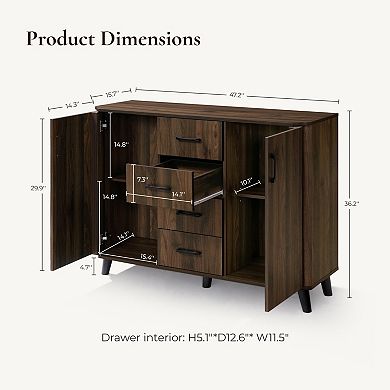 LuxenHome 47.2" W Accent Cabinet with Doors, Storage Cabinet for Living Room, Dining Room