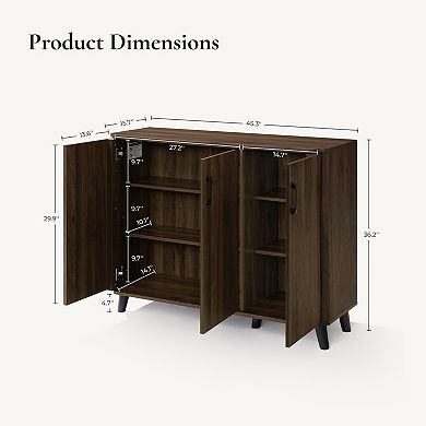 LuxenHome 45.3" W Accent Cabinet with Doors, Storage Cabinet for Living Room, Dining Room