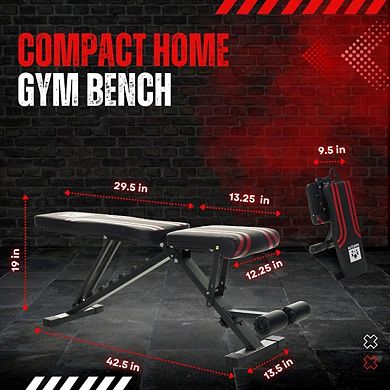 Adjustable Weight Bench Heavy-Duty Steel, 8 Backrest Positions, Foldable for Home Gym