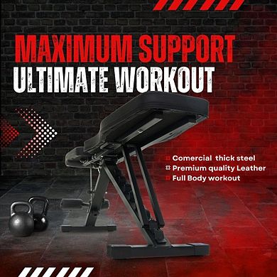 Adjustable Weight Bench Heavy-Duty Steel, 8 Backrest Positions, Foldable for Home Gym