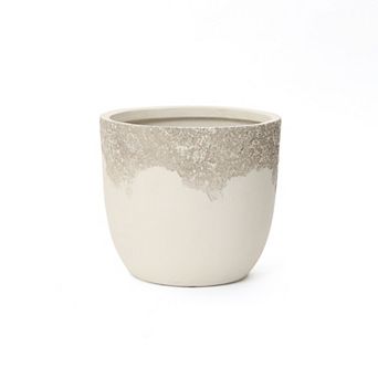 LuxenHome 15.75" Dia Off-white Plant Pot, Stone-like Textured Planter for Indoor and Outdoor Plants