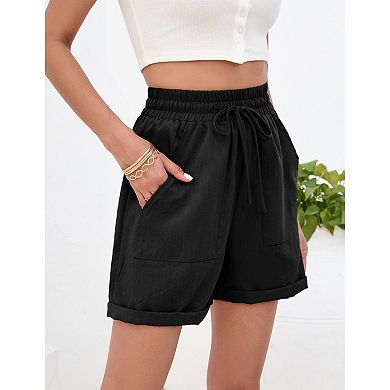 Women Casual Lightweight Drawstring Shorts with Pocket