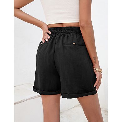 Women Casual Lightweight Drawstring Shorts with Pocket
