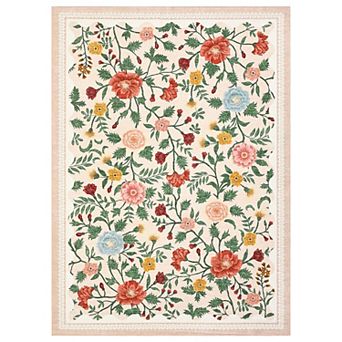 Modern Floral Washable Rugs, Non-Slip Low Pile Boho Carpet for Living Room, Bedroom, Dining