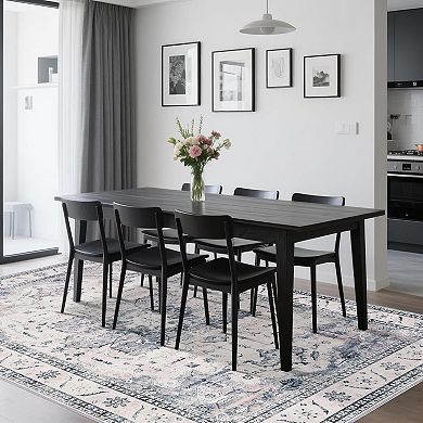 Washable Vintage Distressed Rug, Traditional Medallion Soft Non-Slip Carpet for Home & Office