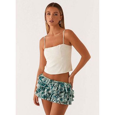 Women's Y2K Slim Fitted Layered Ruffle Shorts