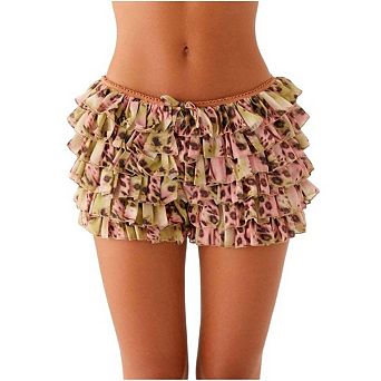 Women's Y2K Slim Fitted Layered Ruffle Shorts