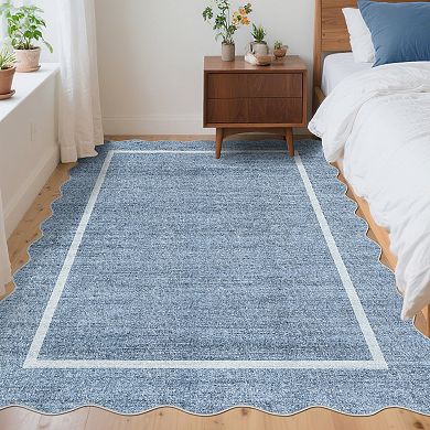 Modern Washable Low Pile Area Rug with Non-Slip Backing, Soft Non-Shedding Minimalist Mat