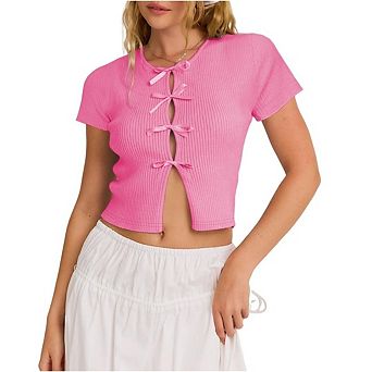 Women's Tie Front Long Sleeve Rib Knit Shrug Sweaters Cardigan