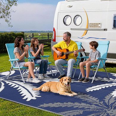 Waterproof Outdoor Rug for Patio, Reversible Modern Area Rug, Large Plastic Straw Mat