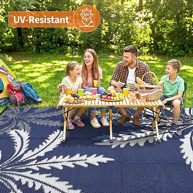 Waterproof Outdoor Rug for Patio, Reversible Modern Area Rug, Large Plastic Straw Mat