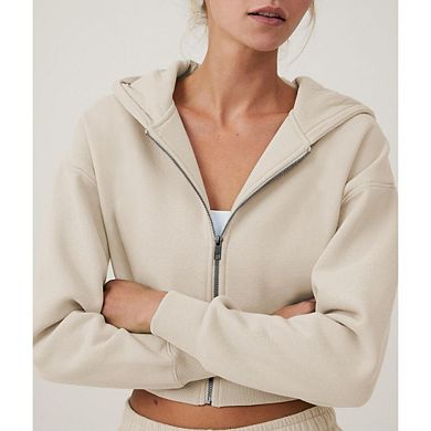 Womens Workout Long Sleeve Cropped Zip Up Hoodie Sweatshirt Jacket