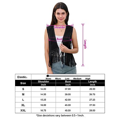 Women Tassel Sleeveless Vest One Button Fringe Jacket Cardigan