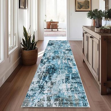 Multi Print Washable Kitchen Runner Non-Slip Soft Hallway Rug Runner Faux Wool Carpet