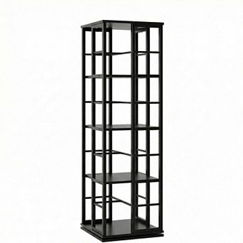 4 tier Rotating Corner Bookshelf, Industrial Metal Floor Bookcase for Living Room or Home Office