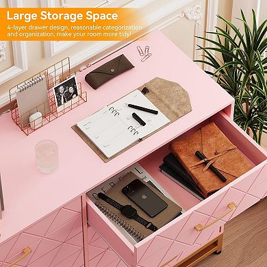 8-drawer storage chest with soft-close, anti-tip. Saves space in bedroom or closet.