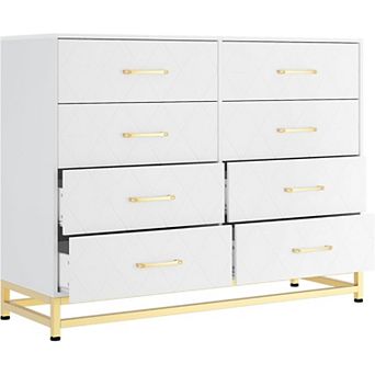 8-drawer storage chest with soft-close, anti-tip. Saves space in bedroom or closet.