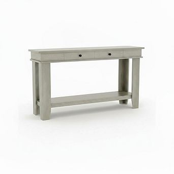Entryway Long Console Table with Drawers, Wooden Rectangular Entryway Table w/Open Storage Shelf