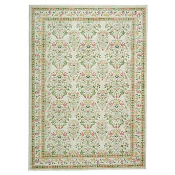Washable Soft Area Rug, Distressed Vintage Non-Slip Low-Pile Carpet for Home Decor