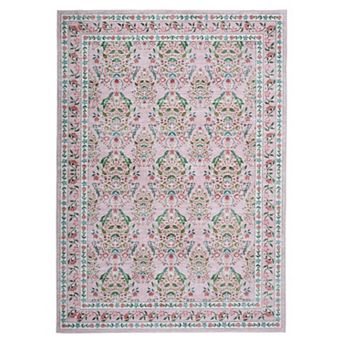 Washable Soft Area Rug, Distressed Vintage Non-Slip Low-Pile Carpet for Home Decor