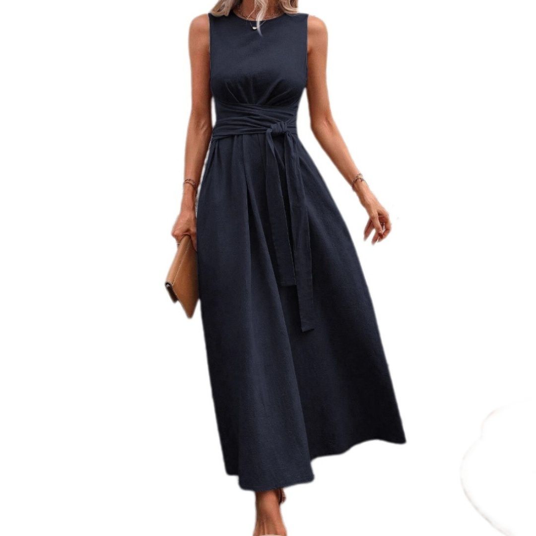 Женские платья Dresses for Women Elegant Classy Sleeveless Crewneck Maxi Dresses Tie Waist Dress Vacation Dress