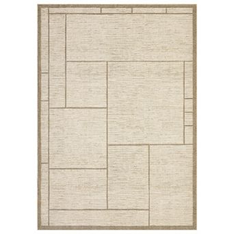 Neutral Geometric Washable Area Rugs - Non-Slip, Stain Resistant for Living Room, Bedroom, Entryway