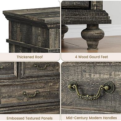 Rustic farmhouse chest: 9-drawer wood dresser perfect for storage & organization.