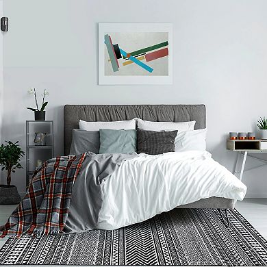 Machine Washable Area Rug Boho Geometric Area Rug Farmhouse Non-Slip Stain Resistant Modern Rug