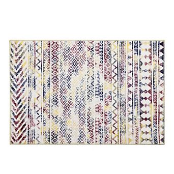 Machine Washable Area Rug Boho Geometric Area Rug Farmhouse Non-Slip Stain Resistant Modern Rug