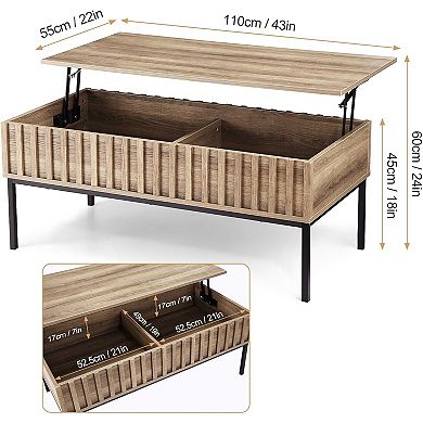 Wood Lift Top Coffee Table with Hidden Storage, Multi-Function Center Table for Living Room
