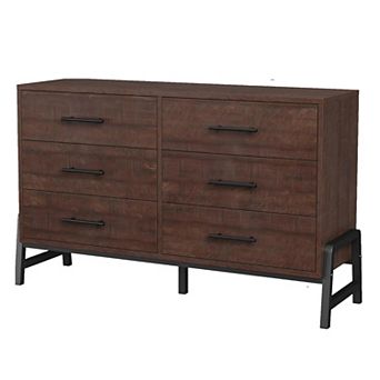 Wide 6-Drawer Wood Dresser (52”). Large Capacity, Freestanding Storage for Any Room.